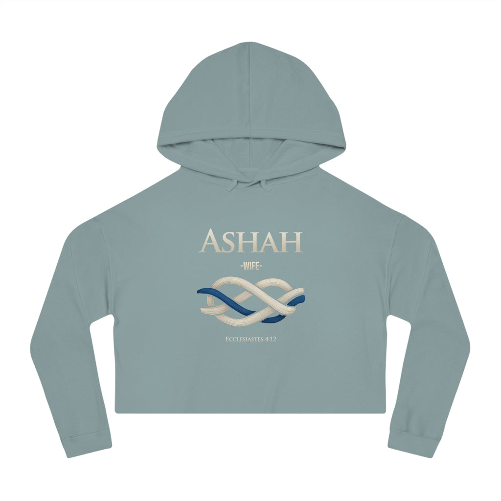 Cropped Hoodie — 'ASHAH' Elegant Knot Graphic Women's Cropped Hooded Sweatshirt