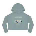 Cropped Hoodie — 'ASHAH' Elegant Knot Graphic Women's Cropped Hooded Sweatshirt