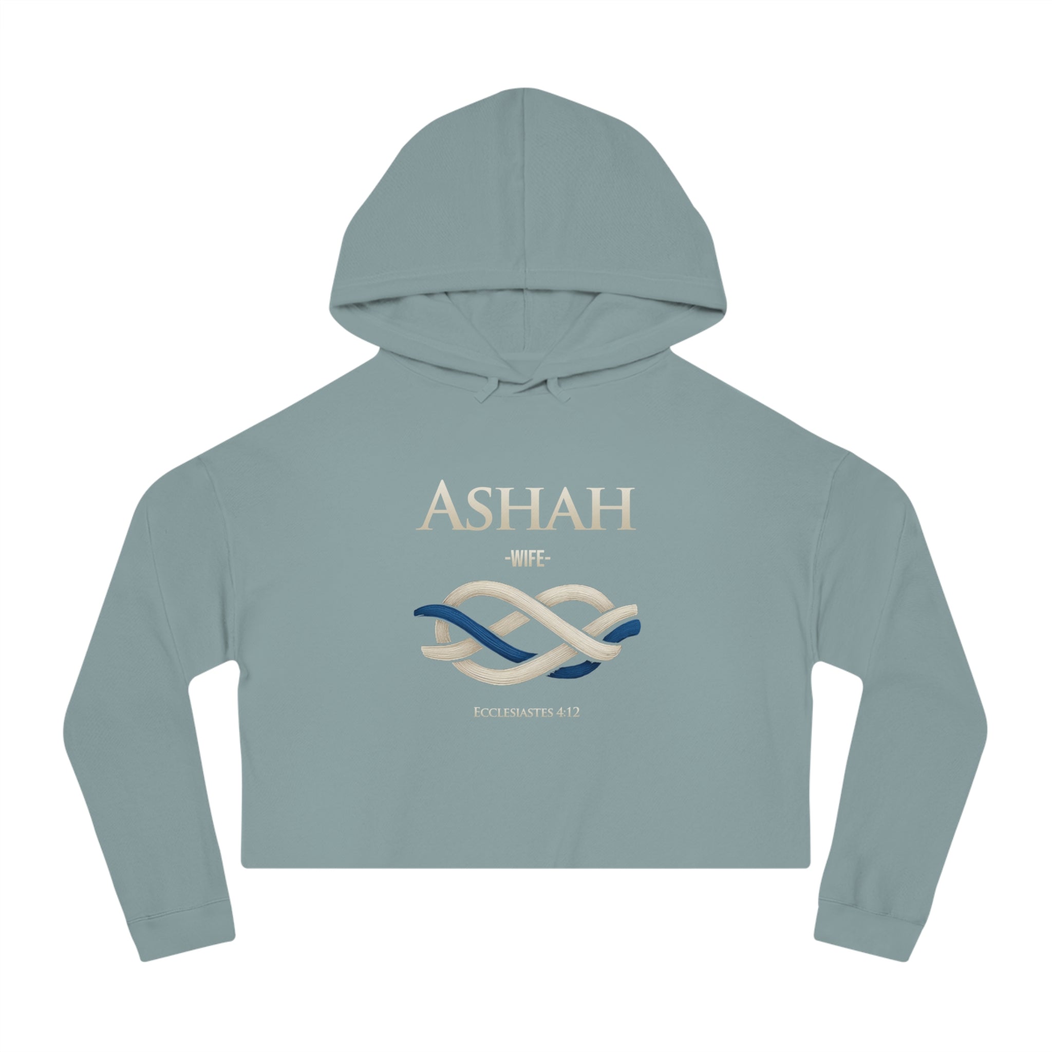 Cropped Hoodie — 'ASHAH' Elegant Knot Graphic Women's Cropped Hooded Sweatshirt