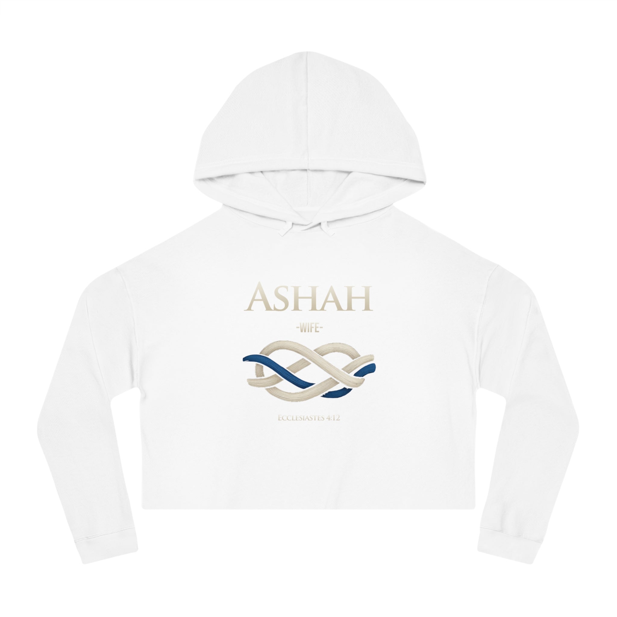Cropped Hoodie — 'ASHAH' Elegant Knot Graphic Women's Cropped Hooded Sweatshirt