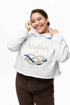 Cropped Hoodie — 'ASHAH' Elegant Knot Graphic Women's Cropped Hooded Sweatshirt