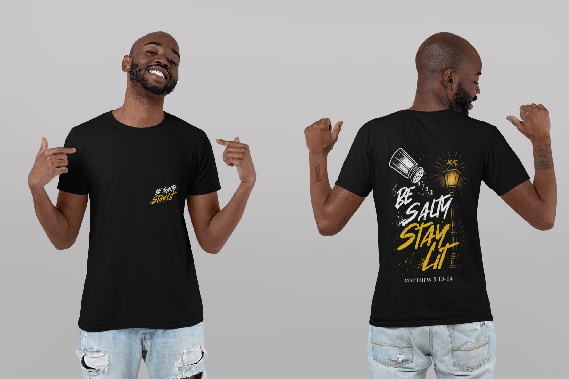 Be Salty Stay Lit T-Shirt — Faith-Inspired Matthew 5:13-14 Graphic Tee