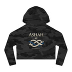Cropped Hoodie — 'ASHAH' Elegant Knot Graphic Women's Cropped Hooded Sweatshirt