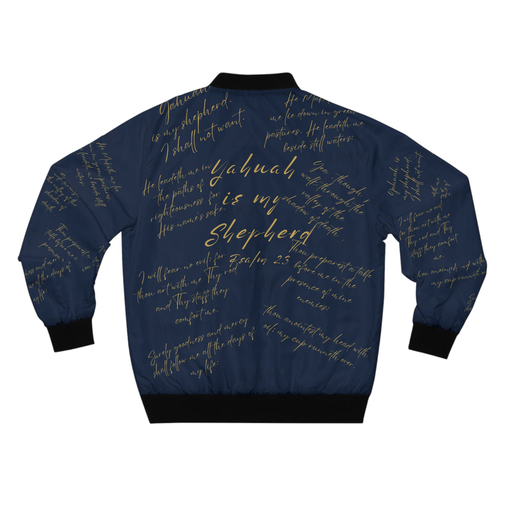 🧥 Yah is My Shepherd | Psalm 23 Bomber Jacket Priestly Navy