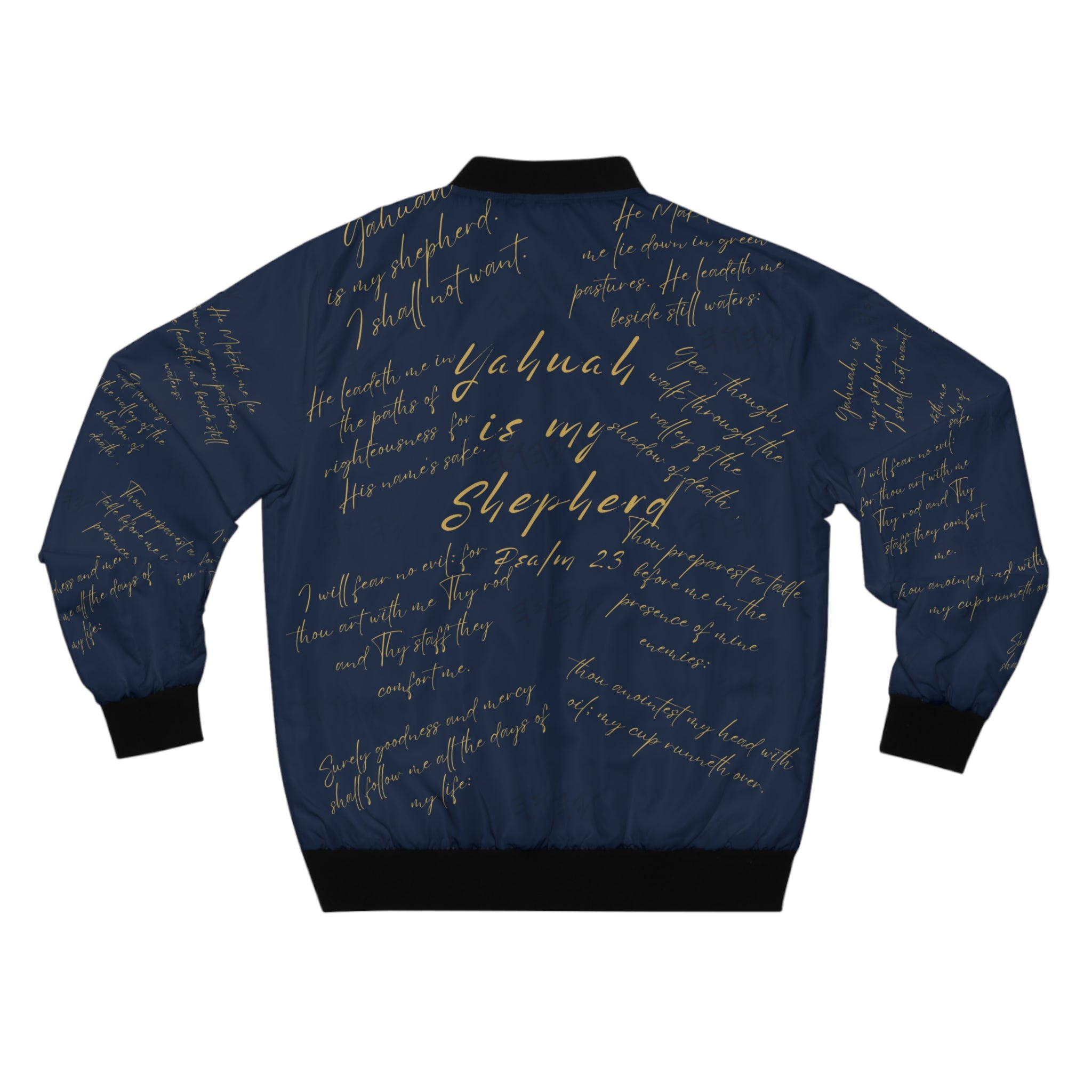 🧥 Yah is My Shepherd | Psalm 23 Bomber Jacket Priestly Navy