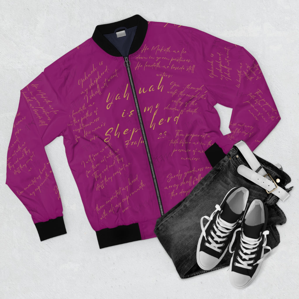 🧥 Yah is My Shepherd | Psalm 23 Bomber Jacket Salted Magenta