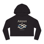 Cropped Hoodie — 'ASHAH' Elegant Knot Graphic Women's Cropped Hooded Sweatshirt